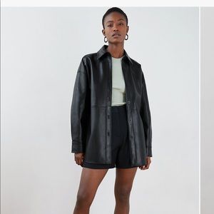 Babaton Pelli Leather Jacket (Black, Oversized)